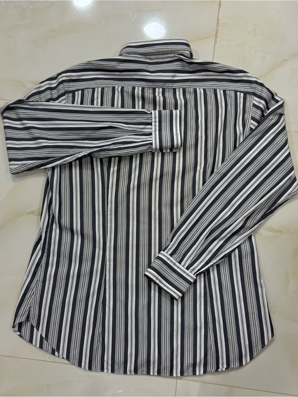 Salvatore Ferragamo Black and White Vertical Stripe Dress Shirt - Picture 3 of 6